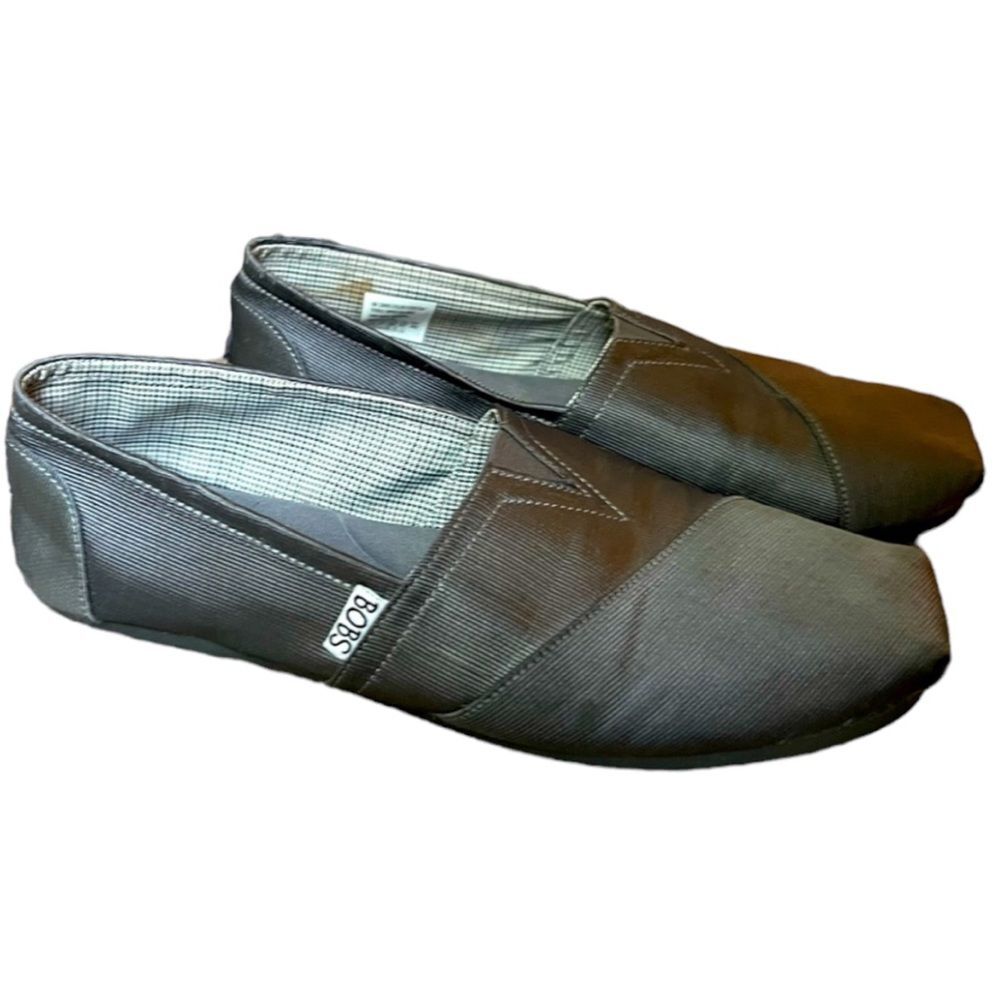 BOBS Skechers Grey Shiny Fabric 33655 Memory Foam Women 10M Slip on Comfort!